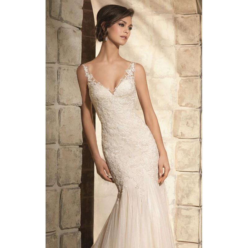 My Stuff, V-Neckline Soft Net Gown by Blu by Mori Lee - Color Your Classy Wardrobe