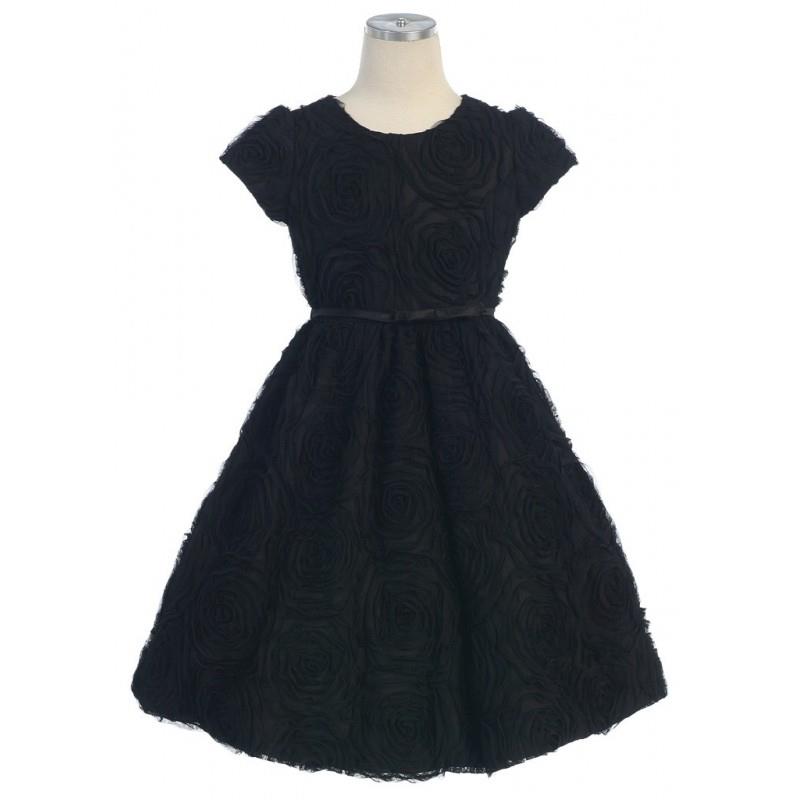 My Stuff, Black Large Flower Embroidered Mesh Dress w/ Dainty Ribbon Style: DSK266 - Charming Weddin