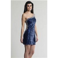 Navy Sequined One Shoulder Dress by Dave and Johnny - Color Your Classy Wardrobe