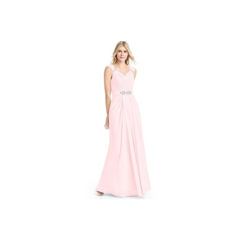 My Stuff, Blushing_pink Azazie Charlie - V Neck V Back Floor Length Chiffon Dress - Charming Bridesm