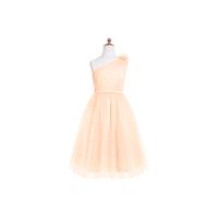 Coral Azazie Lilo JBD - One Shoulder Satin And Tulle Side Zip Knee Length Dress - Charming Bridesmai