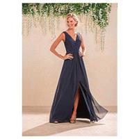 Elegant Chiffon V-Neck A-Line Bridesmaid Dresses With Slit - overpinks.com