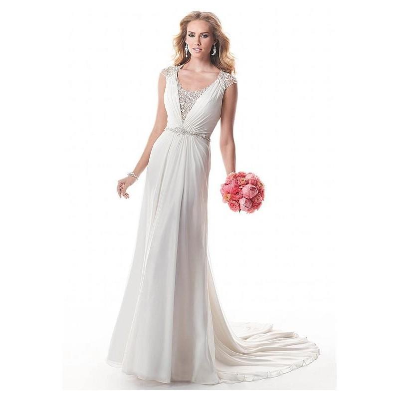 My Stuff, Charming Chiffon & Tulle A-line Scoop Neckline Natural Waistline Wedding Dress - overpinks