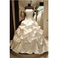 New Design Ball Gown Strapless Chapel Train Taffeta Ivory Sleeveless Lace Up-Corset Wedding Dress wi