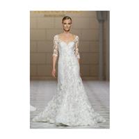 Pronovias - Fall 2015 - Capricornio 3/4 Sleeve Off The Shoulder Satin Lace A-line Wedding Dress - St