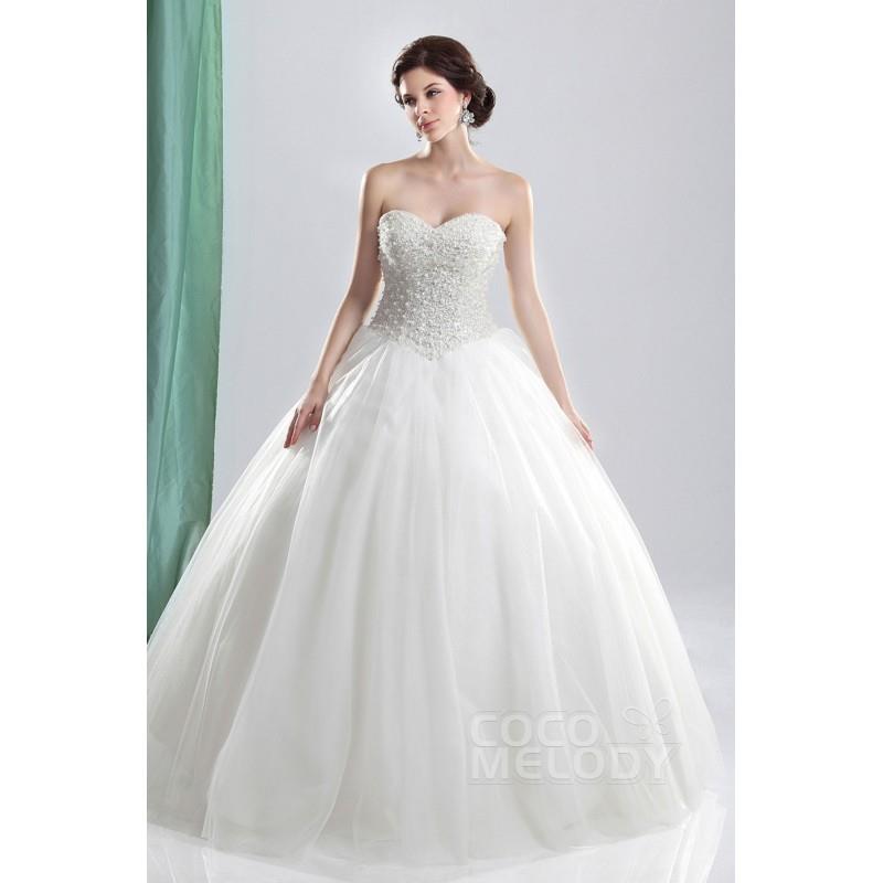 My Stuff, Gorgeous Ball Gown Sweetheart Basque Waist Floor Length Tulle Wedding Dress CWUF13006 - To