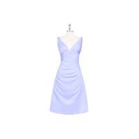Lavender Azazie Haylee - Knee Length Satin Back Zip V Neck Dress - Charming Bridesmaids Store