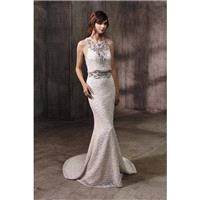 Adele by Badgley Mischka - Ivory  Blush  Black Sequin Backless  Zip-Up Fastening Floor Wedding Dress