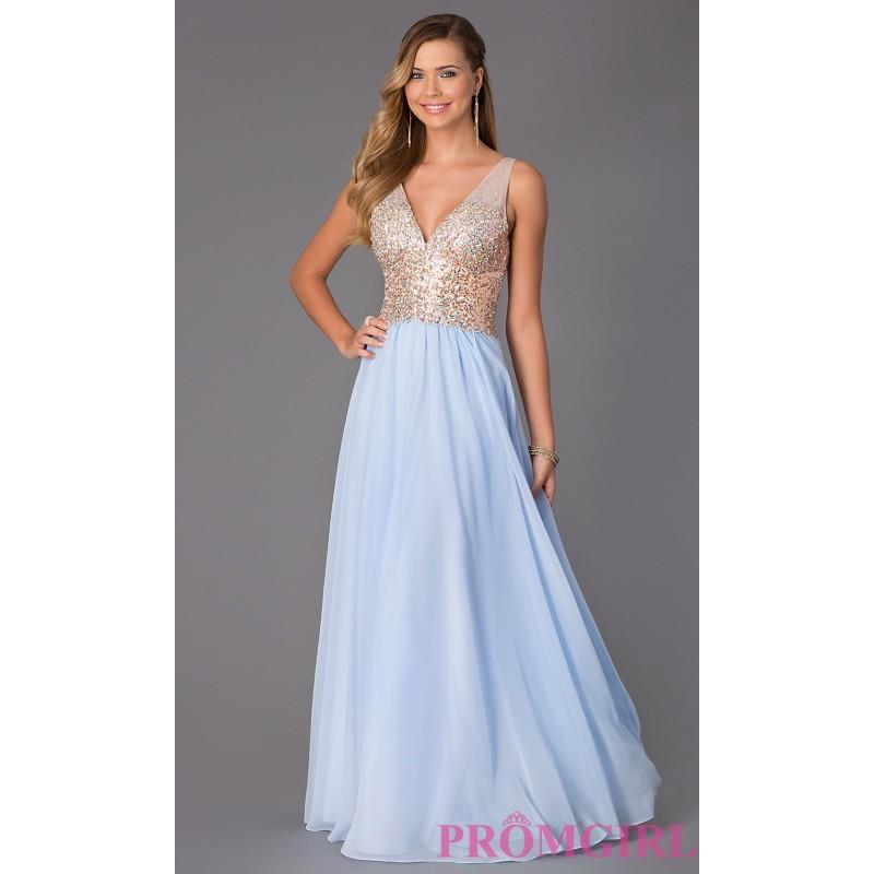 My Stuff, Floor Length Sleeveless V-Neck Dress by Morgan - Brand Prom Dresses|Beaded Evening Dresses