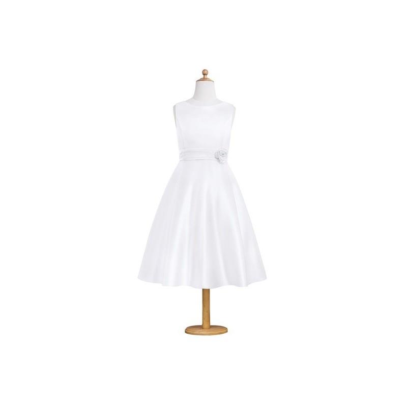 My Stuff, White Azazie Merida JBD - Tea Length Organza And Satin Bow/Tie Back Boatneck Dress - Charm