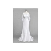 White Azazie Mona BG - Illusion Sweep Train Satin And Lace Illusion Dress - Cheap Gorgeous Bridesmai