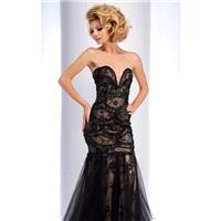 Black/Nude Strapless Beaded Gown by Clarisse - Color Your Classy Wardrobe