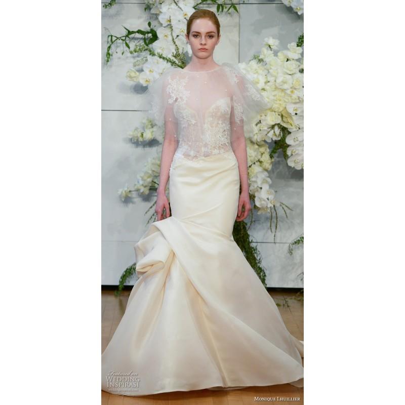 My Stuff, Monique Lhuillier Spring/Summer 2018 Jamie Sleeveless Sweet Chapel Train Champagne Mermaid