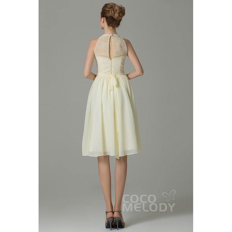 My Stuff, Sweet Illusion Natural Knee Length Lace/Chiffon Sleeveless Zipper Bridesmaid Dress with Sa