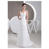 Delicate Chiffon Spaghetti Straps Neckline Sheath Wedding Dresses With Beaded Lace Appliques - overp