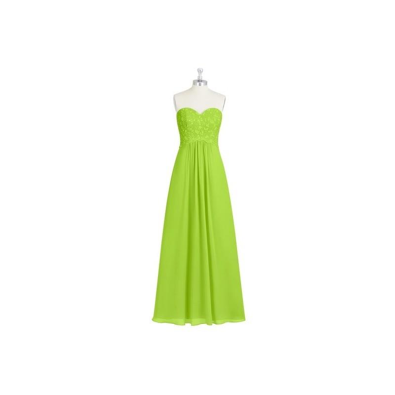 My Stuff, Lime_green Azazie Maryjane - Chiffon And Lace Back Zip Floor Length Sweetheart Dress - Cha