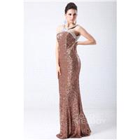 New Design Trumpet-Mermaid Straps Floor Length Sequin Evening Dress with Crystals and Sequin COVF140