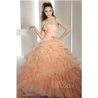 Hot Selling Ball Gown Strapless Chapel Train Organza Autumn Sunset Quinceanera Dress COJT1300E - Top