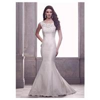 Charming Tulle & Satin Mermaid Jewel Neckline Natural Waistline Wedding Dress With Lace Appliques -