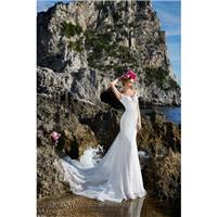 Victoria Soprano 2017 Christina 13018 Spaghetti Straps Embroidery Sheath Chapel Train Sweet Ivory Sa
