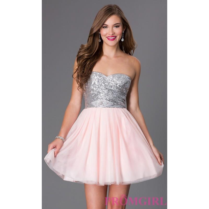 My Stuff, Short Strapless Sweetheart Dress 586F636 with Sequin Bodice by Bee Darlin - Brand Prom Dre