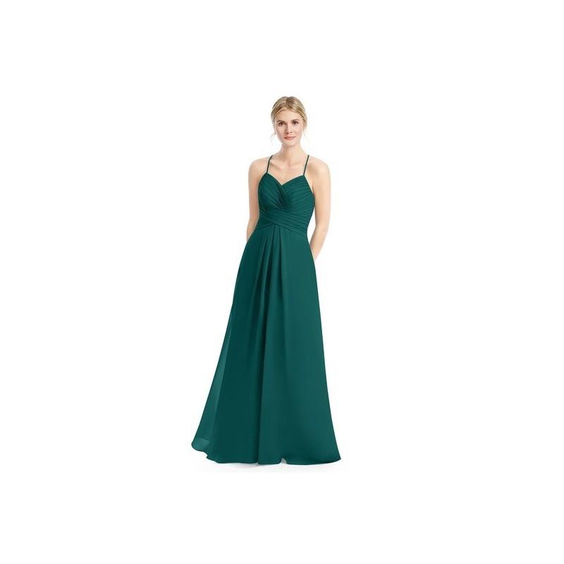 wedding, Peacock Azazie Cecilia - Sweetheart Back Zip Floor Length Chiffon Dress - Charming Bridesma