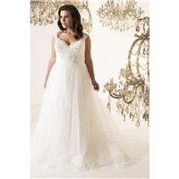 Plus-Size Dresses Donatello by Callista - Ivory Chiffon  Tulle Floor Jewel  Straps  V-Neck Wedding D