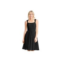 Black Azazie Siena - Knee Length Illusion Chiffon And Lace Dress - Charming Bridesmaids Store