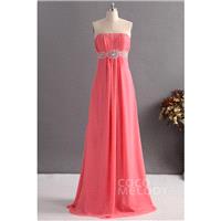 Delicate Sheath-Column Strapless Floor Length Chiffon Bridesmaid Dress with Beading COZF14014 - Top