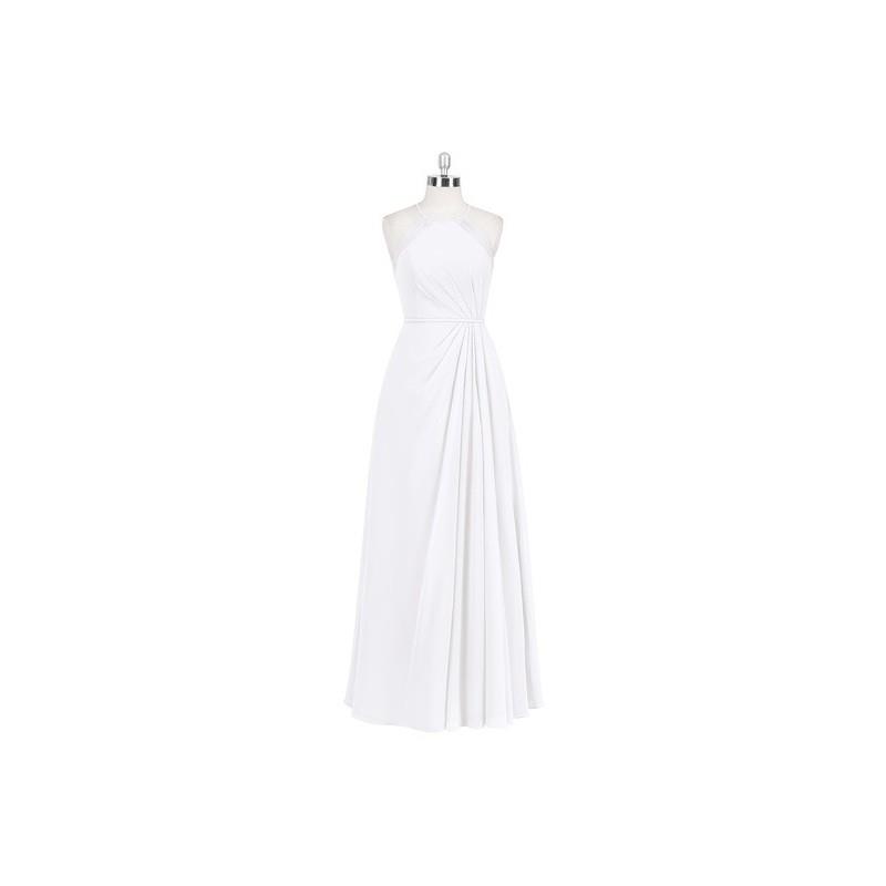 wedding, White Azazie Heather - Illusion Halter Floor Length Chiffon Dress - Charming Bridesmaids St