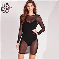 2017 summer dress new wind Halter mesh two piece set sexy perspective slim dress - Bonny YZOZO Bouti