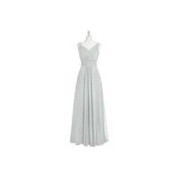 Silver Azazie Pierrette - V Back V Neck Floor Length Chiffon Dress - Cheap Gorgeous Bridesmaids Stor