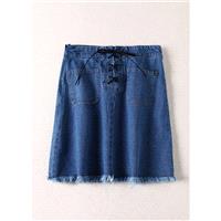 Sweet Vintage High Waisted Lace Up Cowboy Fine Lady Skirt - Lafannie Fashion Shop