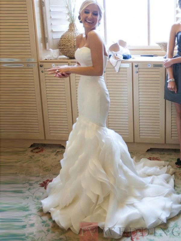 Wedding DRESSES ONLINE, Tiered Ruffles Mermaid Strapless Wedding Dress