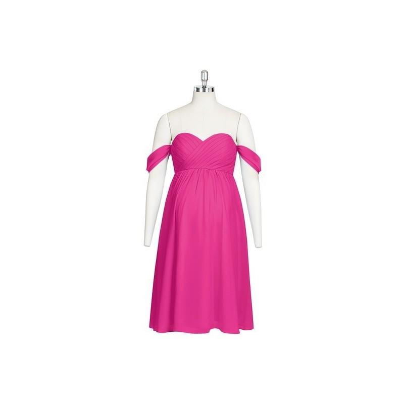 My Stuff, Fuchsia Azazie Gemma - Stretch Knit Back Zip Knee Length Sweetheart Chiffon - Charming Bri