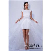 New Design Sheath-Column Bateau Natural Short-Mini Tulle Ivory Cap Sleeve Open Back Wedding Dress Se