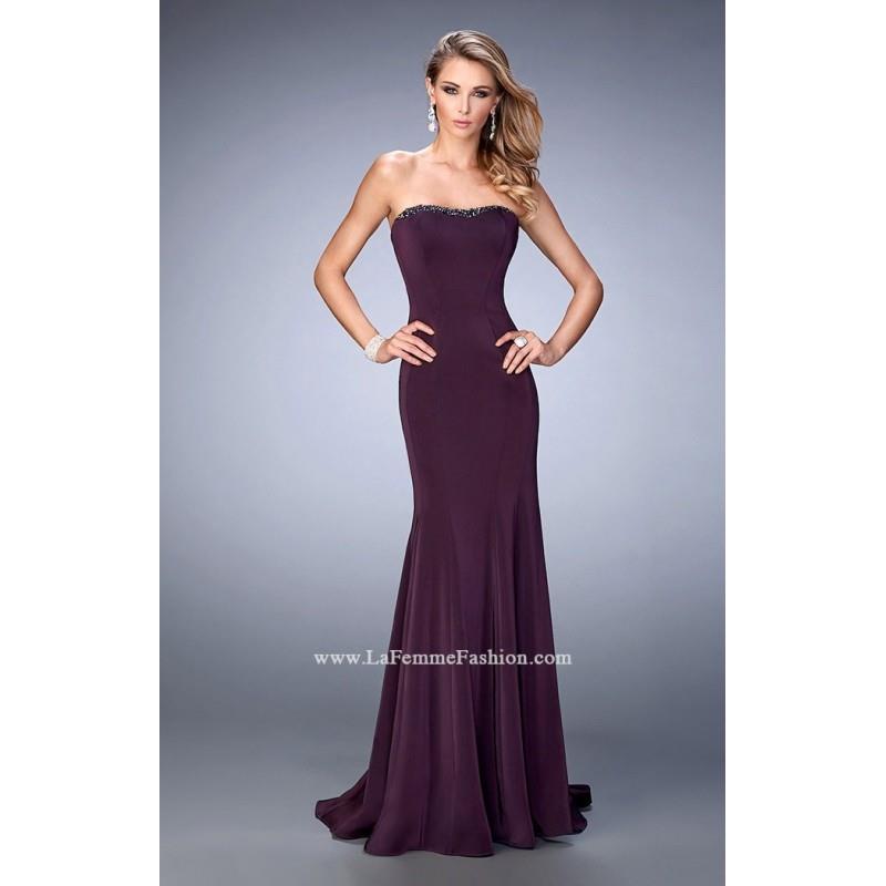 My Stuff, Navy La Femme 22396 - Jersey Knit Dress - Customize Your Prom Dress