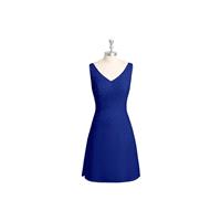 Royal_blue Azazie Annabella - Chiffon V Back V Neck Knee Length Dress - Cheap Gorgeous Bridesmaids S