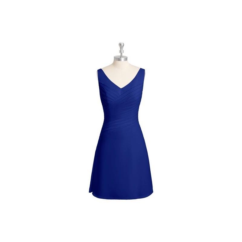 My Stuff, Royal_blue Azazie Annabella - Chiffon V Back V Neck Knee Length Dress - Cheap Gorgeous Bri