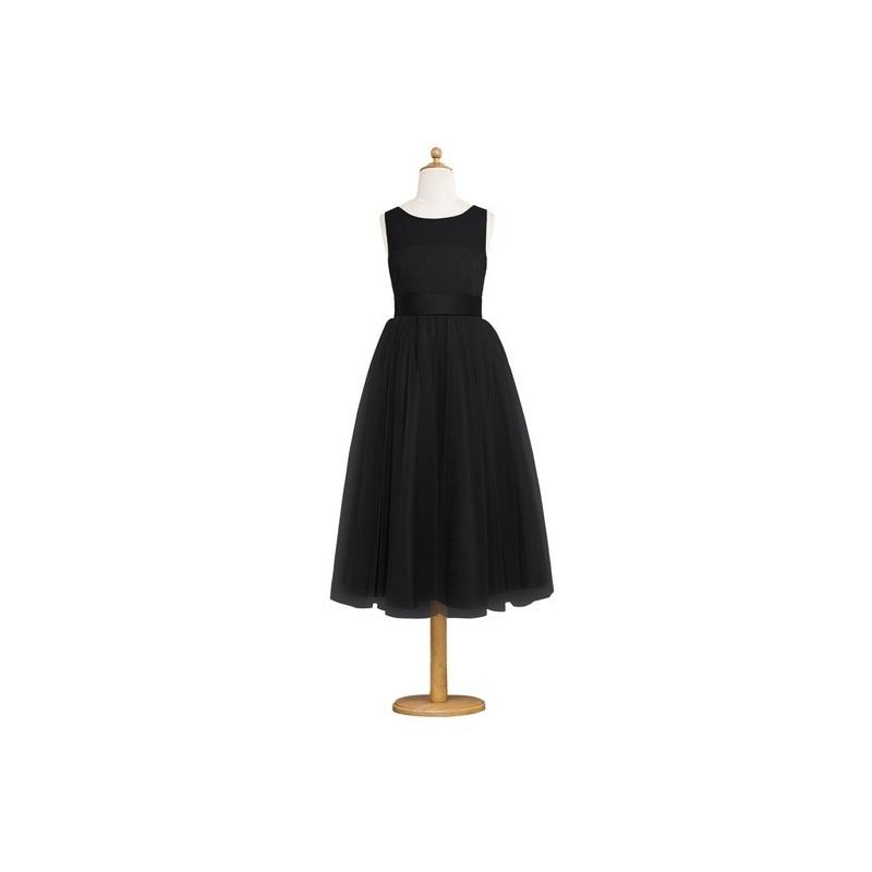 My Stuff, Black Azazie Frankie JBD - Satin And Tulle Back Zip Tea Length Boatneck Dress - Charming B