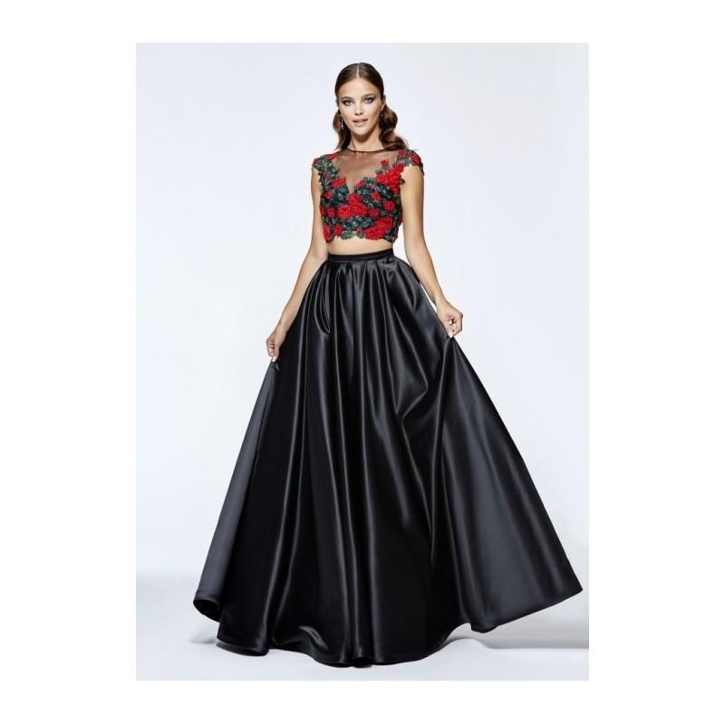 My Stuff, Tarik Ediz 93104 Prom Dress - Tarik Ediz Illusion, Jewel Long 2 PC, Crop Top Prom Dress -