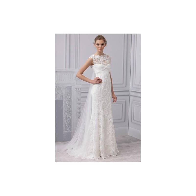 wedding, Monique Lhuillier SS13 Dress 4 - High-Neck Monique Lhuillier Full Length White Sheath Sprin