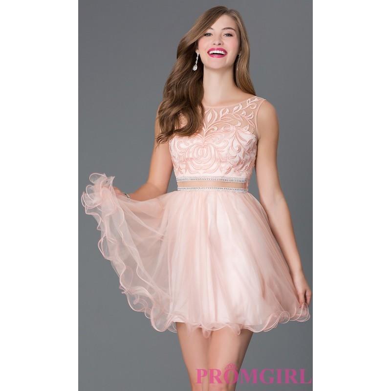 My Stuff, Short Sleeveless Peach Homecoming Dress 9151 - Brand Prom Dresses|Beaded Evening Dresses|U