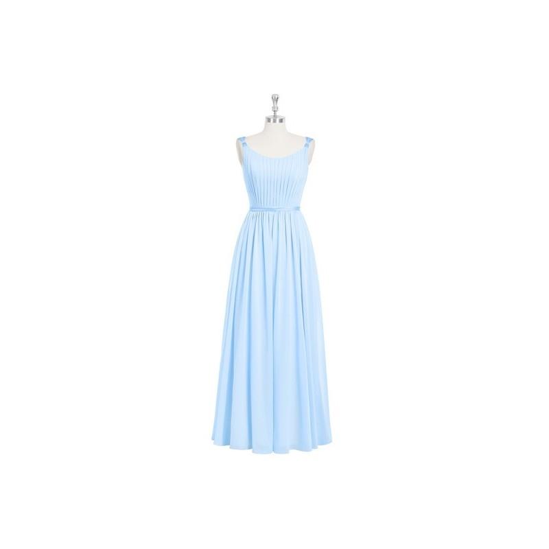 My Stuff, Sky_blue Azazie Lanette - Strap Detail Floor Length Chiffon And Charmeuse Scoop Dress - Ch
