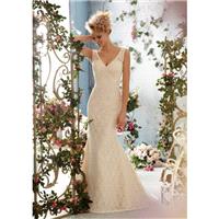 Mori Lee Voyage 6765 Wedding Dress - V Neck Fit and Flare Destination Wedding Long Mori Lee Dress -