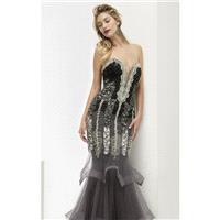 Black/Silver Beaded Tiered Mermaid Gown by Jasz Couture - Color Your Classy Wardrobe
