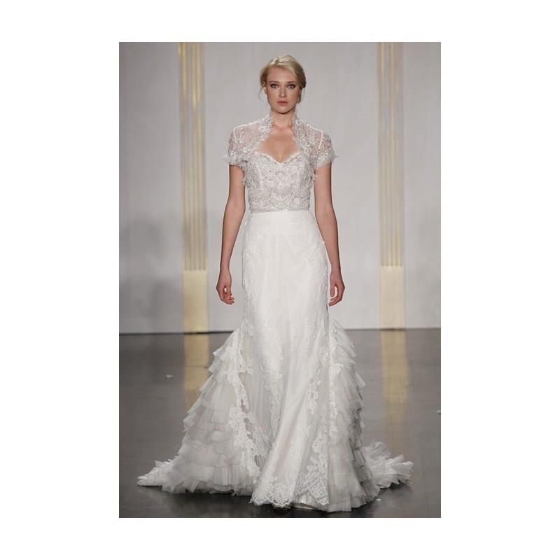 My Stuff, Lazaro - Fall 2012 - Strapless Beaded Lace and Organza Sheath Wedding Dress with Bolero -