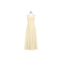 Champagne Azazie Justine - Chiffon Floor Length Sweetheart Illusion Dress - Charming Bridesmaids Sto