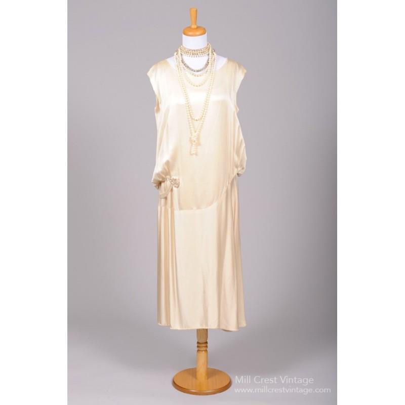 My Stuff, Mill Crest Vintage 1920 Champagne Slipper Satin Vintage Wedding Dress - Wedding Dresses 20