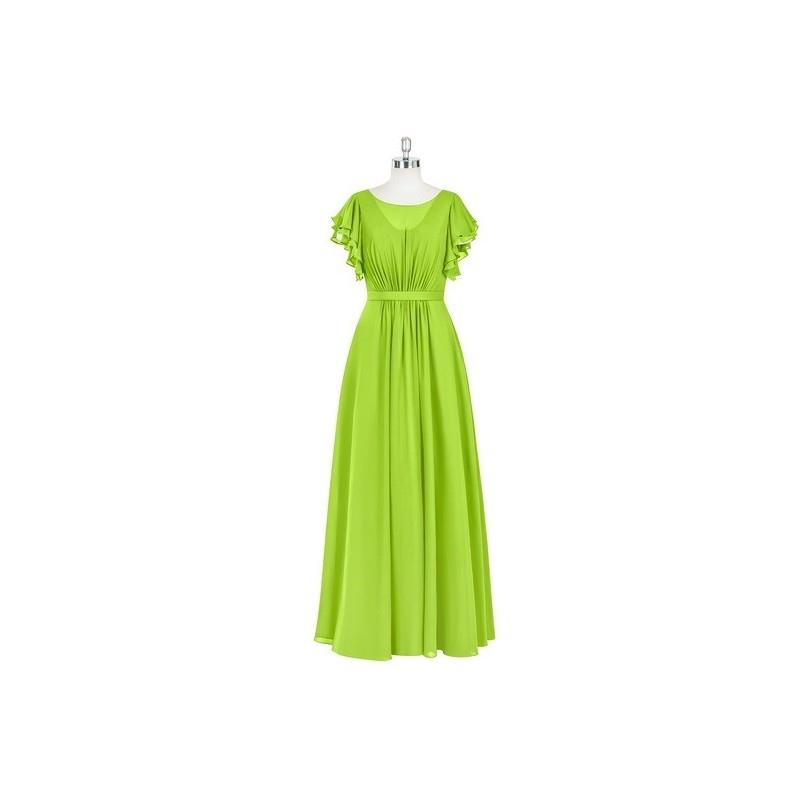 My Stuff, Lime_green Azazie Daphne - Floor Length Back Zip Scoop Chiffon Dress - Charming Bridesmaid